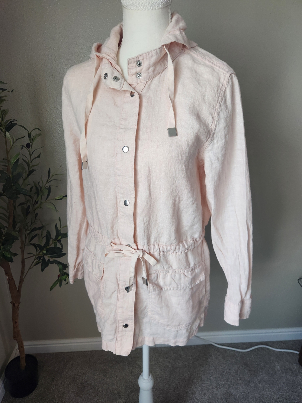 RACHEL Rachel Roy Blush Pink Drawstring Hooded Utility Jacket